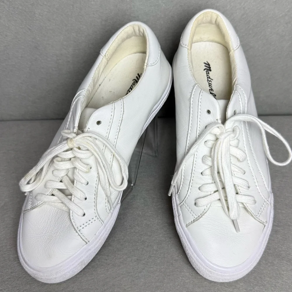 Madewell Womens Sidewalk Low Top Sneakers in Pale Parchment Multi Leather size 7